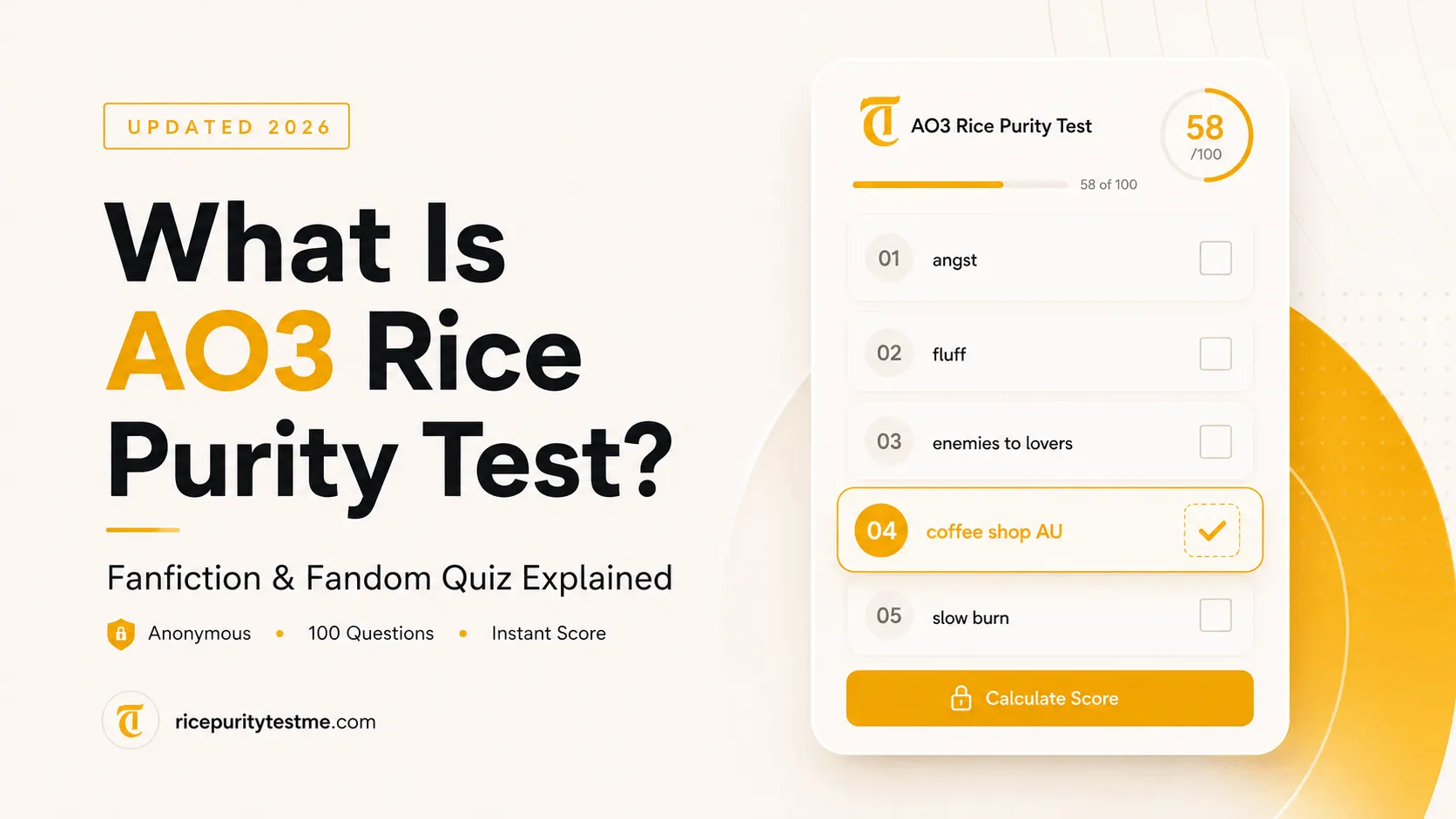 AO3 Rice Purity Test fanfiction quiz featured image