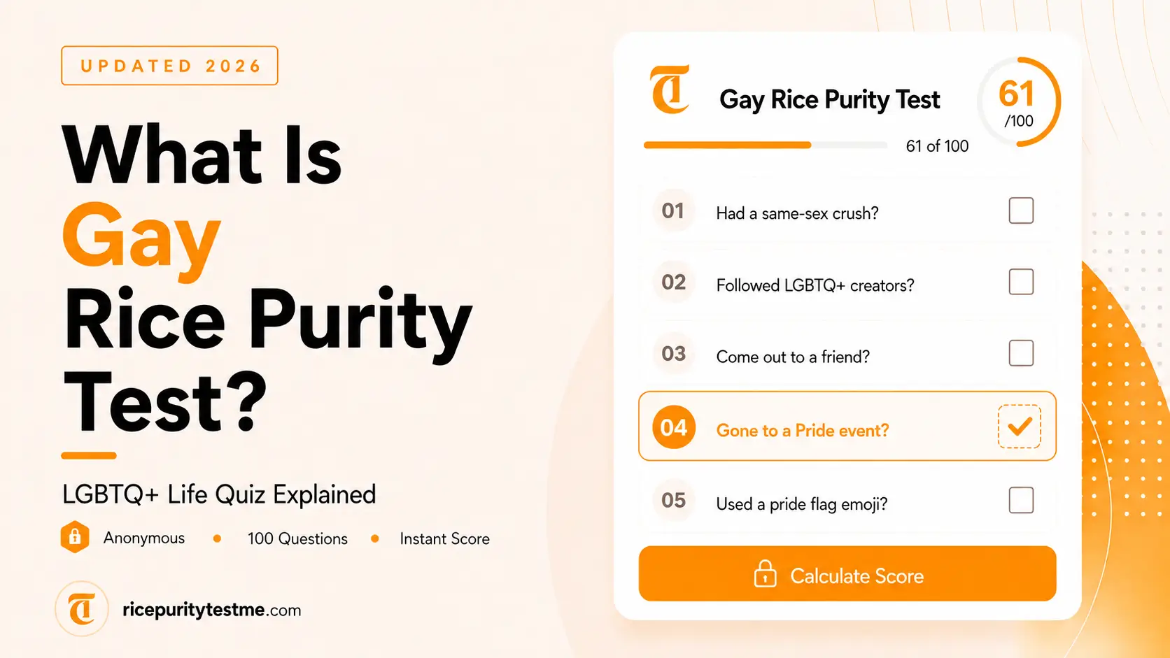 Gay Rice Purity Test LGBTQ self assessment quiz featured image