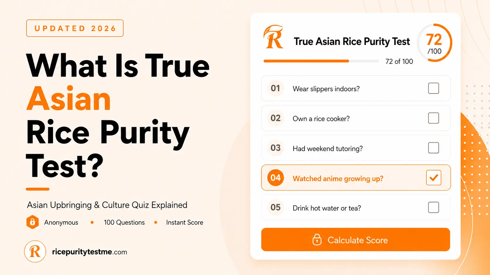 True Asian Rice Purity Test featured image about Asian upbringing quiz